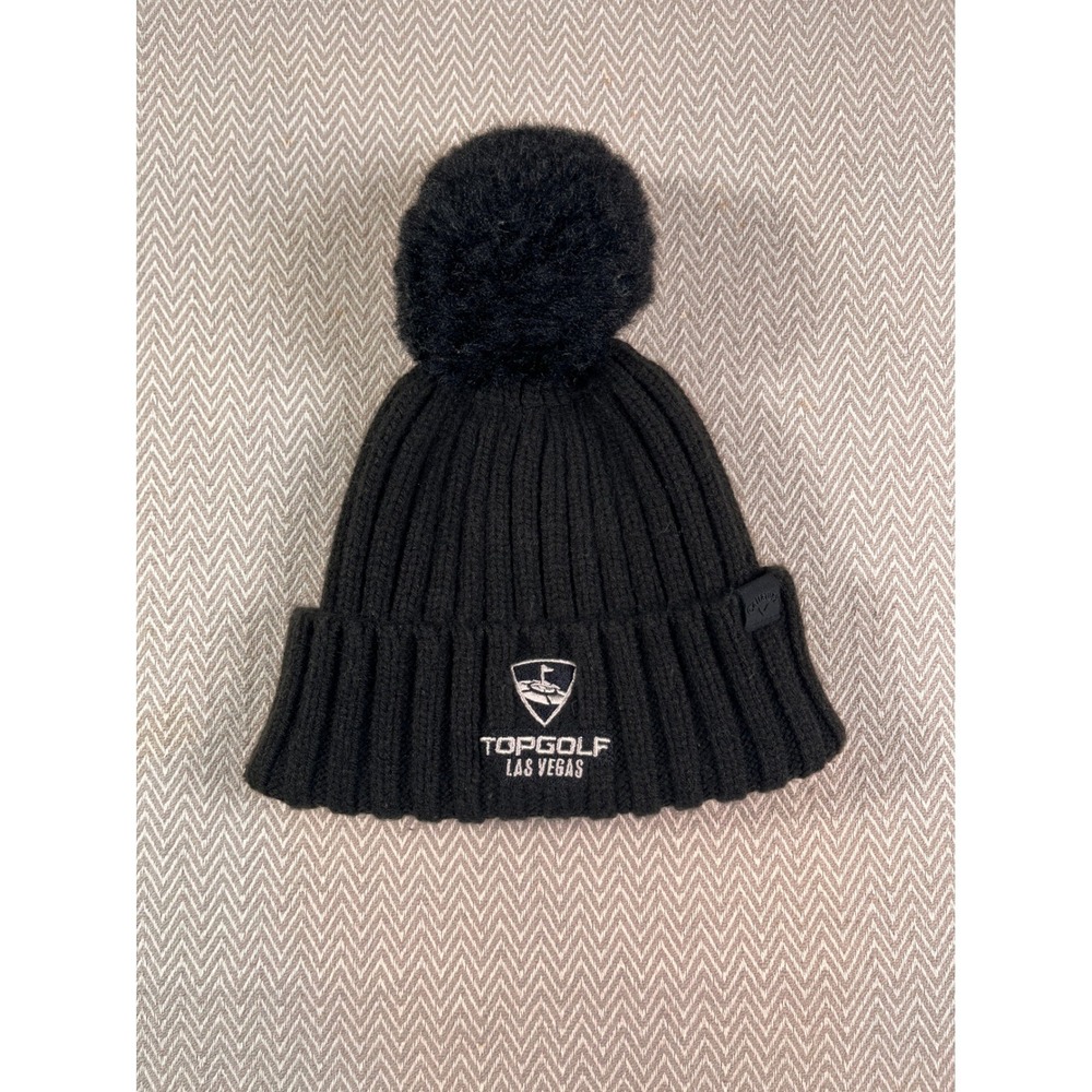 Callaway Topgolf Las Vegas Beanie Hat Black Knit Pom Pom Winter Golf Cap